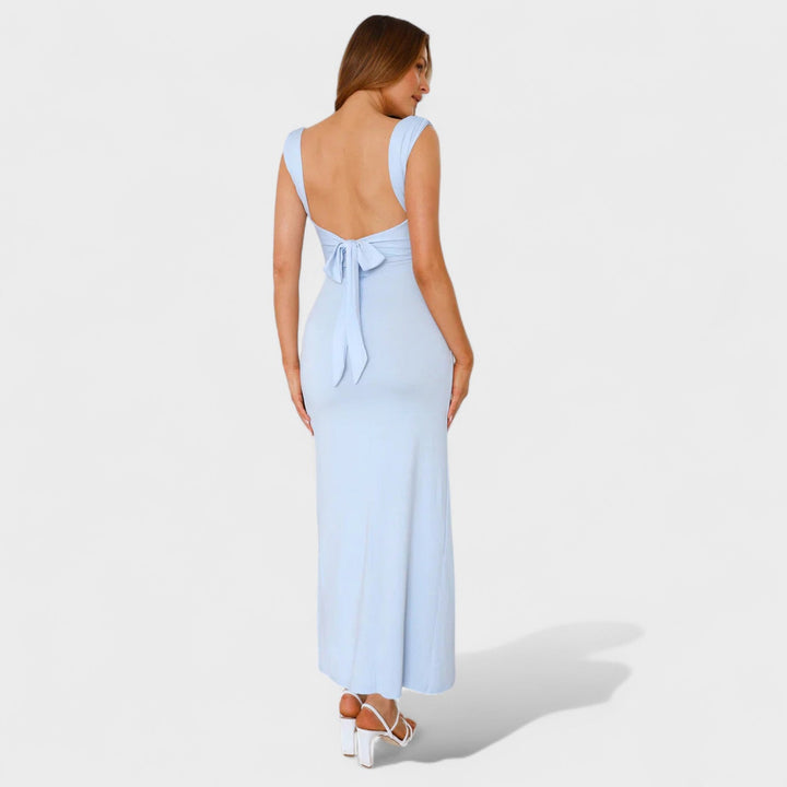 Sarella – Vestido Largo con Espalda Abierta y Lazo