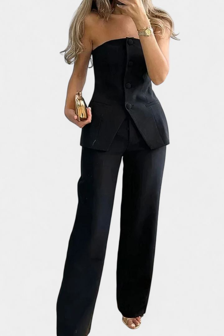 Ekaterina | Conjunto de Top Tubo y Pantalón de Pierna Ancha con Estilo Minimalista
