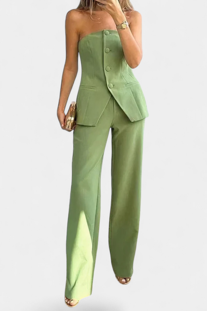 Ekaterina | Conjunto de Top Tubo y Pantalón de Pierna Ancha con Estilo Minimalista