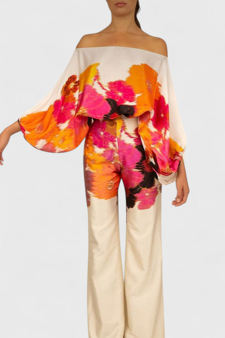 Sybella | Conjunto Estampado de Dos Piezas con Pantalones de Pierna Ancha
