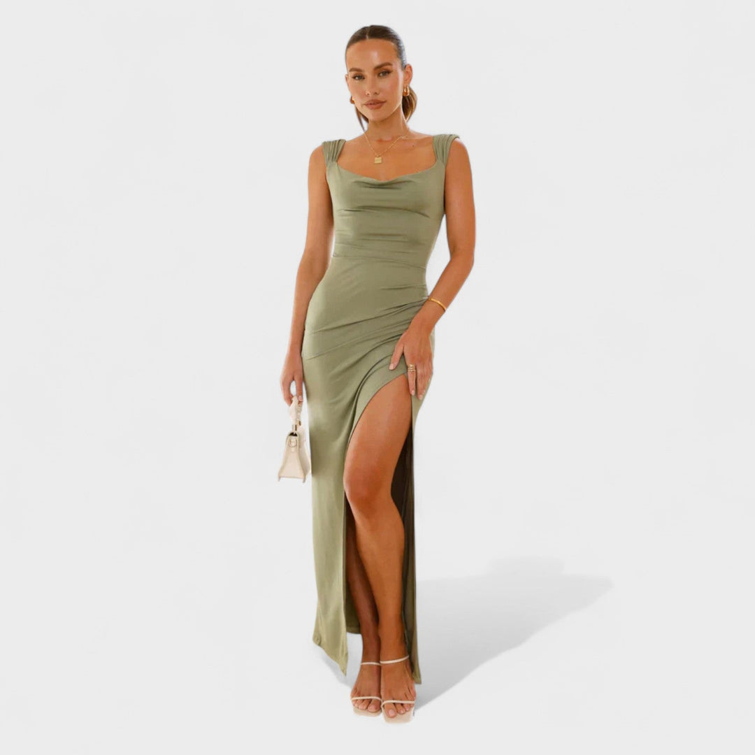 Sarella – Vestido Largo con Espalda Abierta y Lazo