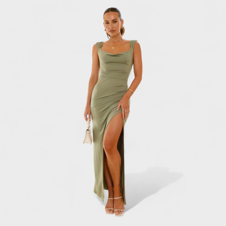 Sarella – Vestido Largo con Espalda Abierta y Lazo