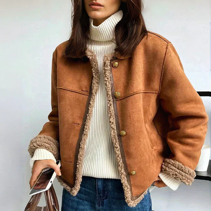 Neva - Chaqueta de Botones de Piel de Oveja