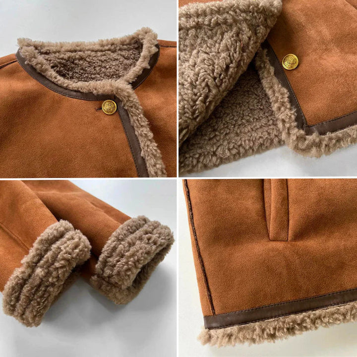 Neva - Chaqueta de Botones de Piel de Oveja